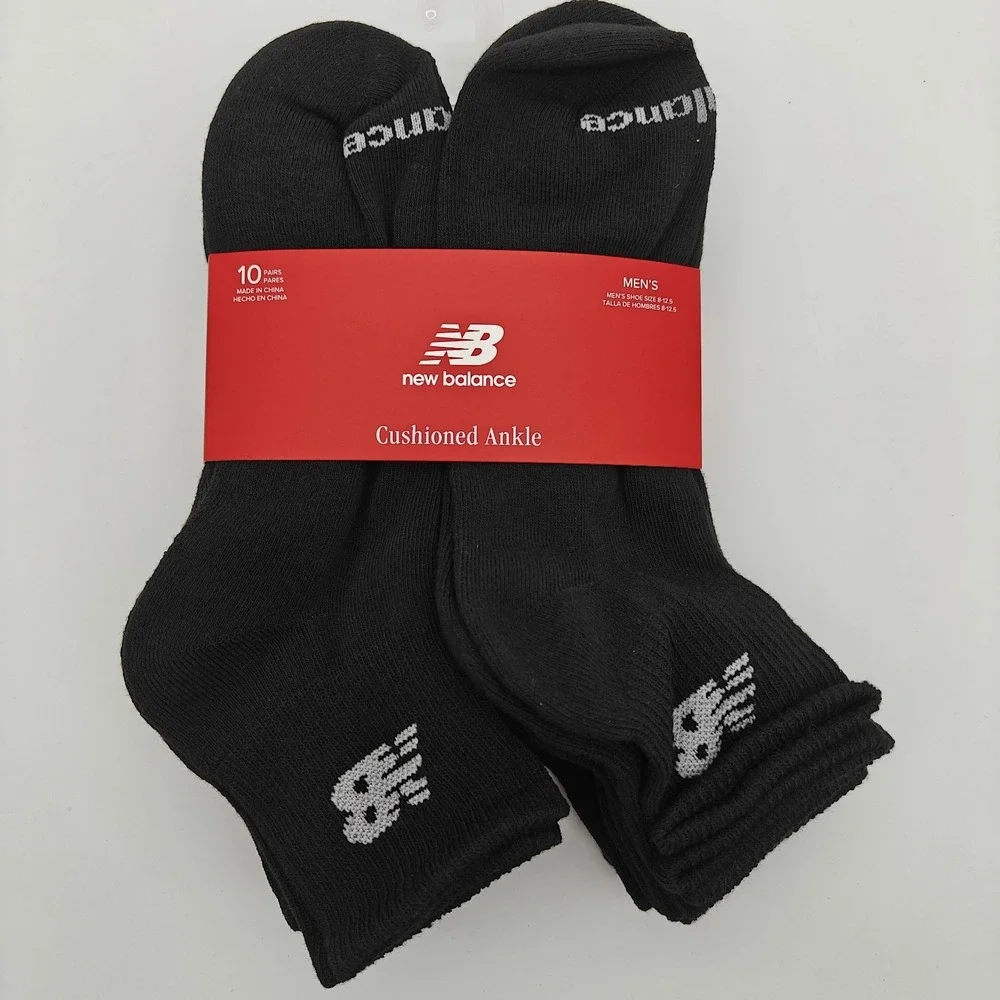 New Balance Men's Cushioned Ankle Socks 10 Pair Black Size 8-12.5 Arch Support